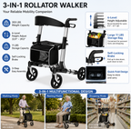 Halewalk 3-in-1 Rollator Walker with Seat