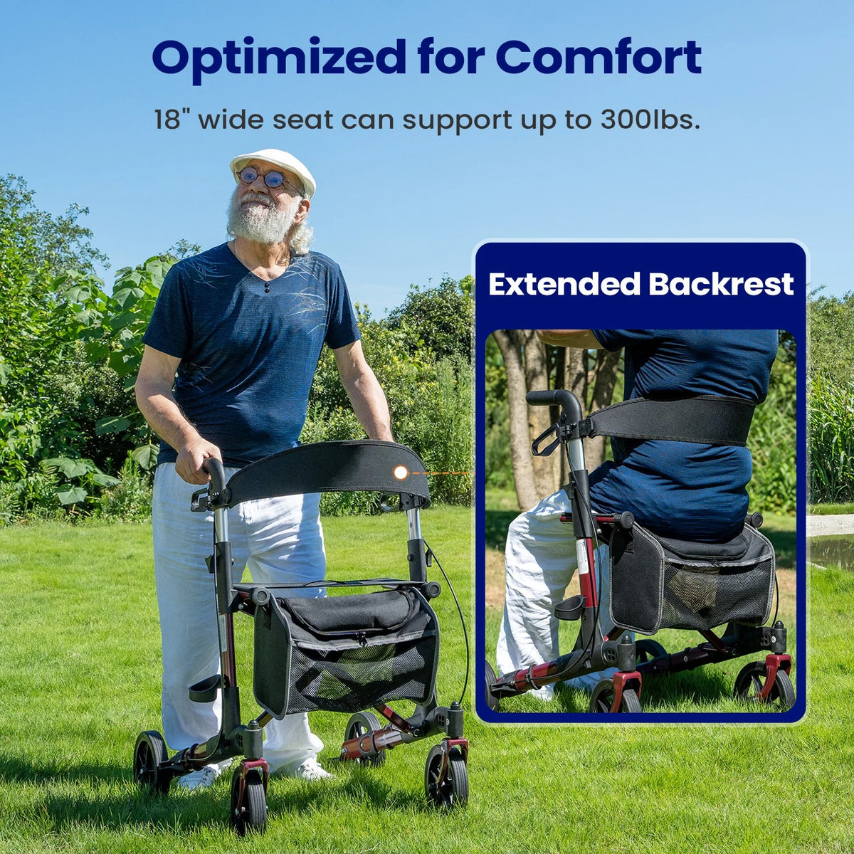 Halewalk 3-in-1 Rollator Walker with Seat